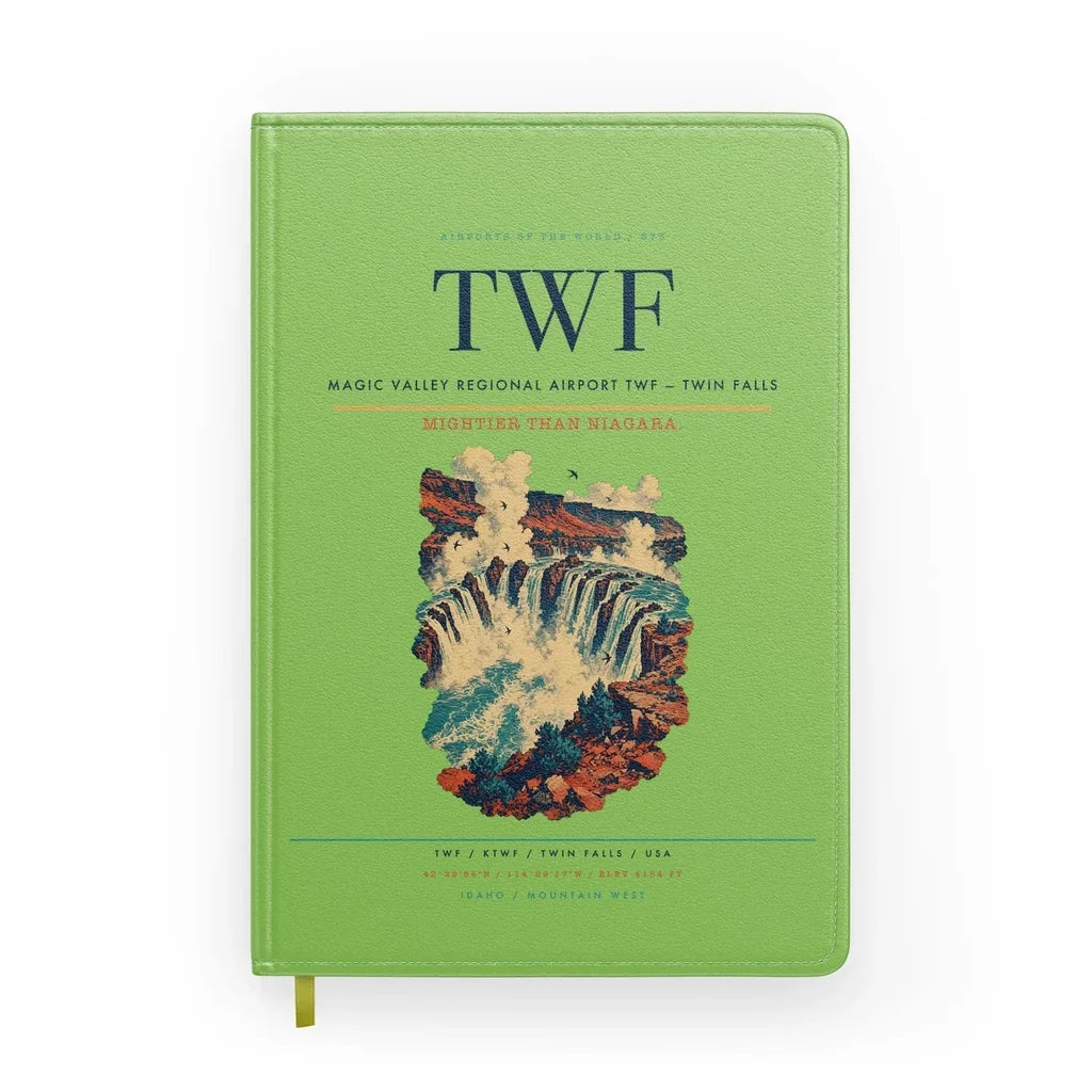 Magic Valley Regional Airport (TWF) design on light green notebook
