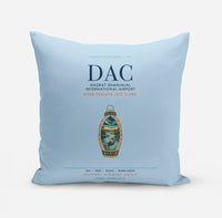 Thumbnail for Hazrat Shahjalal International Airport Dhaka (DAC) design on light blue pillow