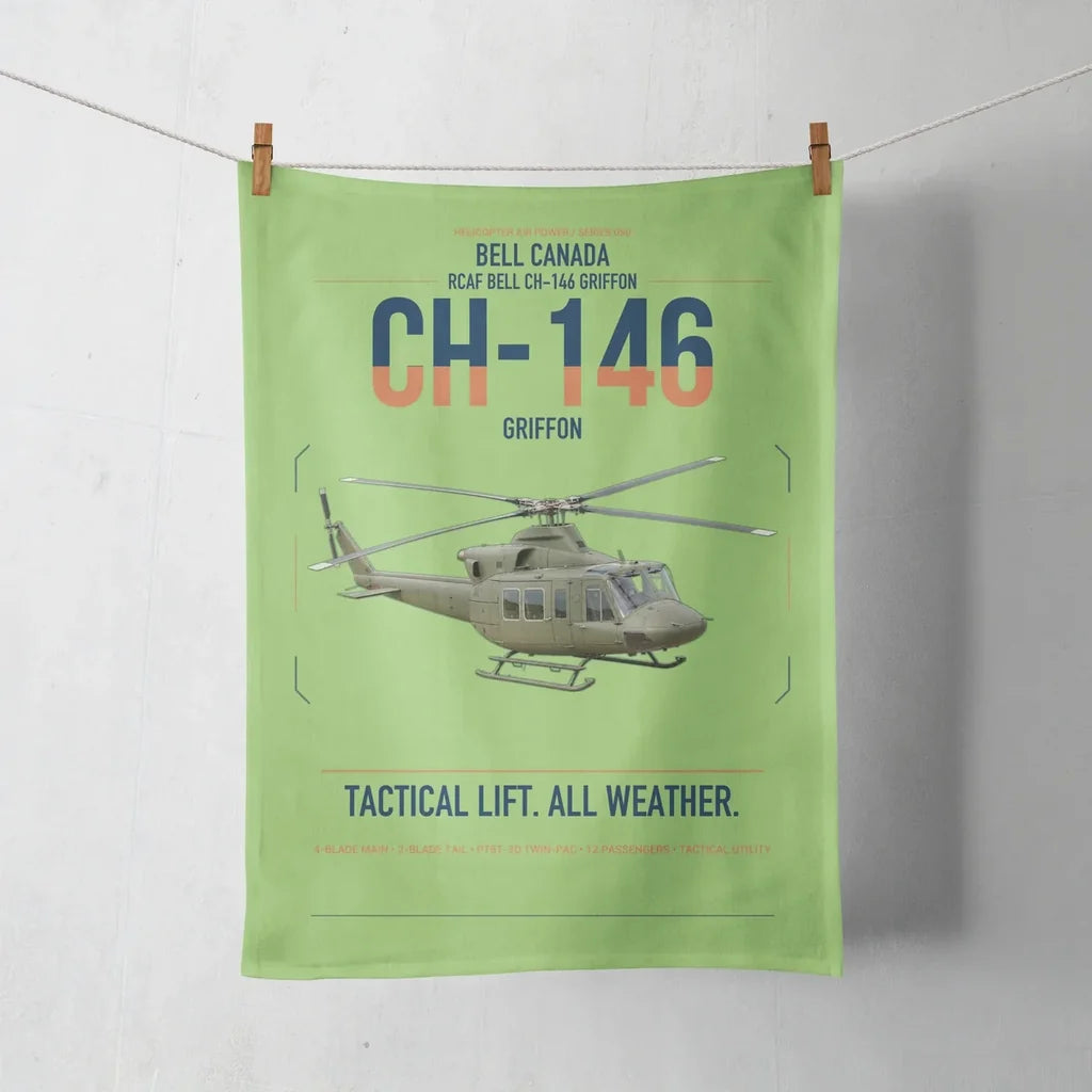 Bell Canada CH-146 Griffon design on light green towel