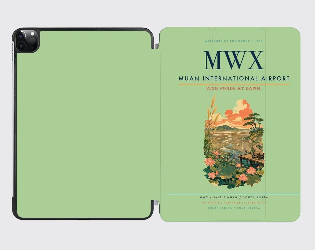 Muan International Airport (MWX) design on light green ipad tablet case