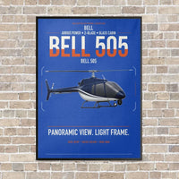 Thumbnail for Bell 505 vertical canvas print - framed - blue background