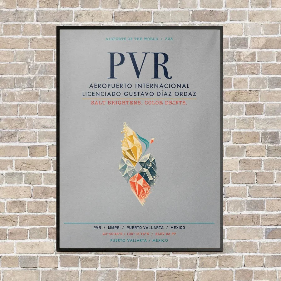 Aeropuerto Internacional Licenciado Gustavo Díaz Ordaz PVR vertical canvas print - framed - light gray background