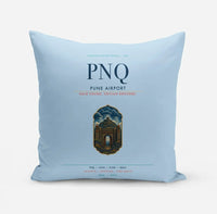 Thumbnail for Pune Airport (PNQ) design on light blue pillow
