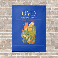 Thumbnail for Asturias Airport OVD vertical canvas print - framed - blue background