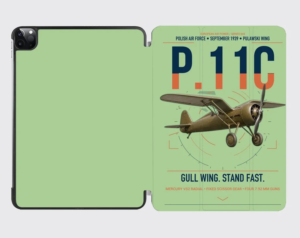 PZL P.11c design on light green ipad tablet case