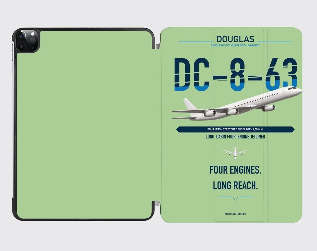 Douglas DC-8-63 design on light green ipad tablet case