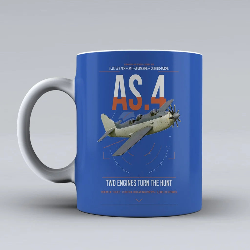 Fairey Gannet AS.4 design on blue ceramic mug, double-side print