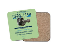 Thumbnail for GE90-115B design on light green 1 piece coaster