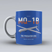 Thumbnail for MQ-1B Predator design on blue ceramic mug, double-side print