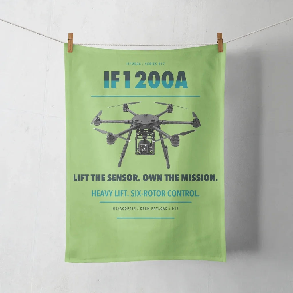 Inspired Flight IF1200A design on light green towel