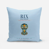 Thumbnail for Riga Airport (RIX) design on light blue pillow