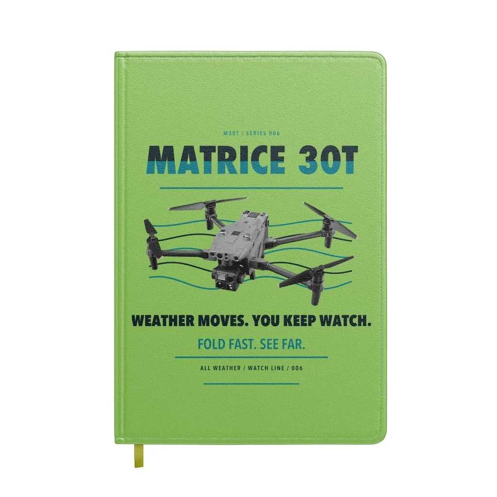 DJI Matrice 30T design on light green notebook