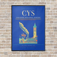 Thumbnail for Cheyenne Regional Airport CYS vertical canvas print - framed - blue background