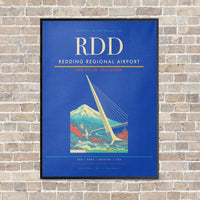 Thumbnail for Redding Regional Airport RDD vertical canvas print - framed - blue background