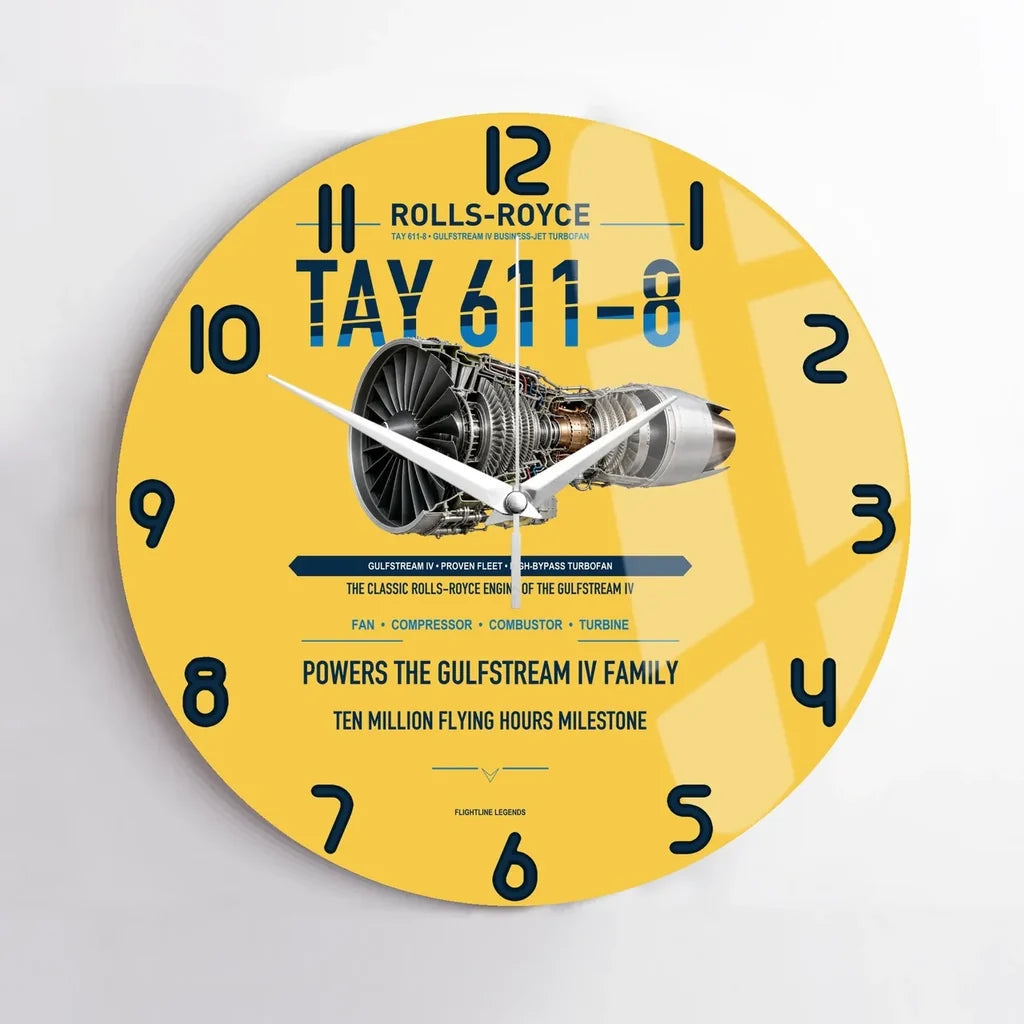 TAY 611-8 design on yellow no frame wall clock