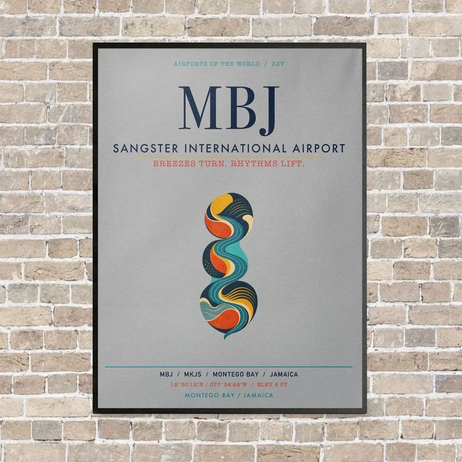 Sangster International Airport MBJ vertical canvas print - framed - light gray background
