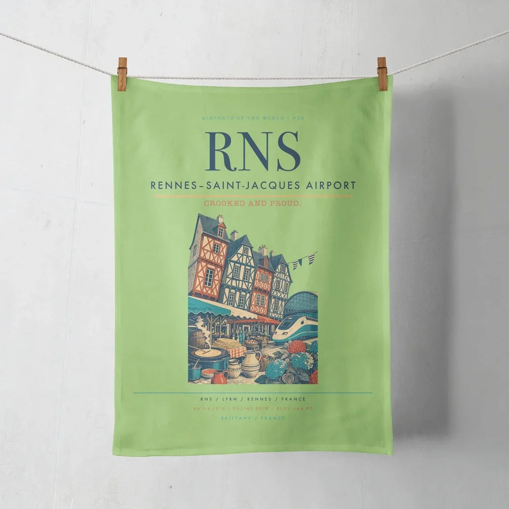 Rennes–Saint-Jacques Airport (RNS) design on light green towel
