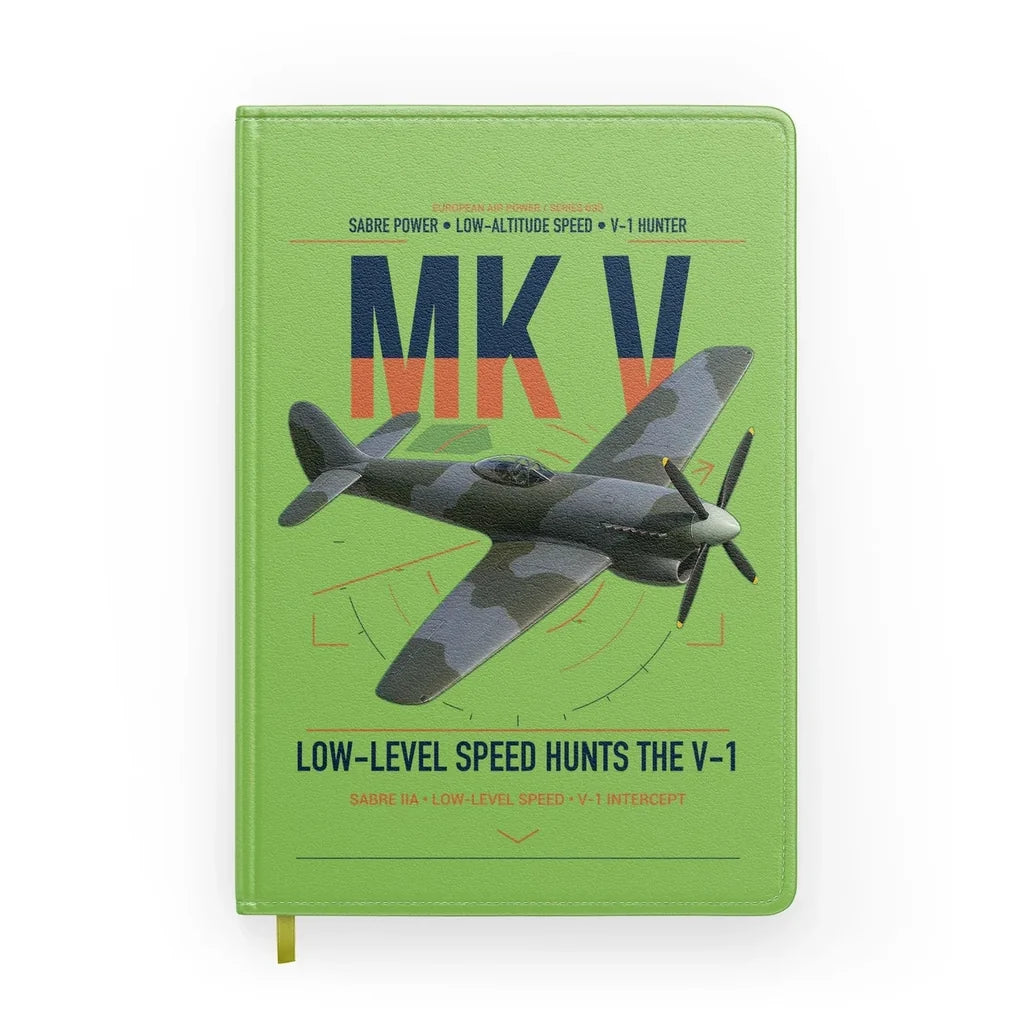 Hawker Tempest Mk V design on light green notebook