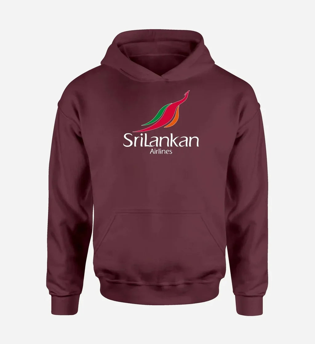 Sri Lankan Airlines logo printed on dark red hoodie