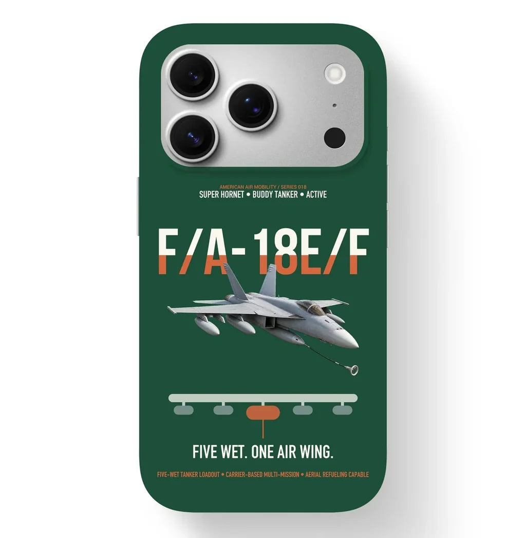 F A-18E F Buddy Tanker design on dark green magsafe iphone case, for iPhone 17 Pro