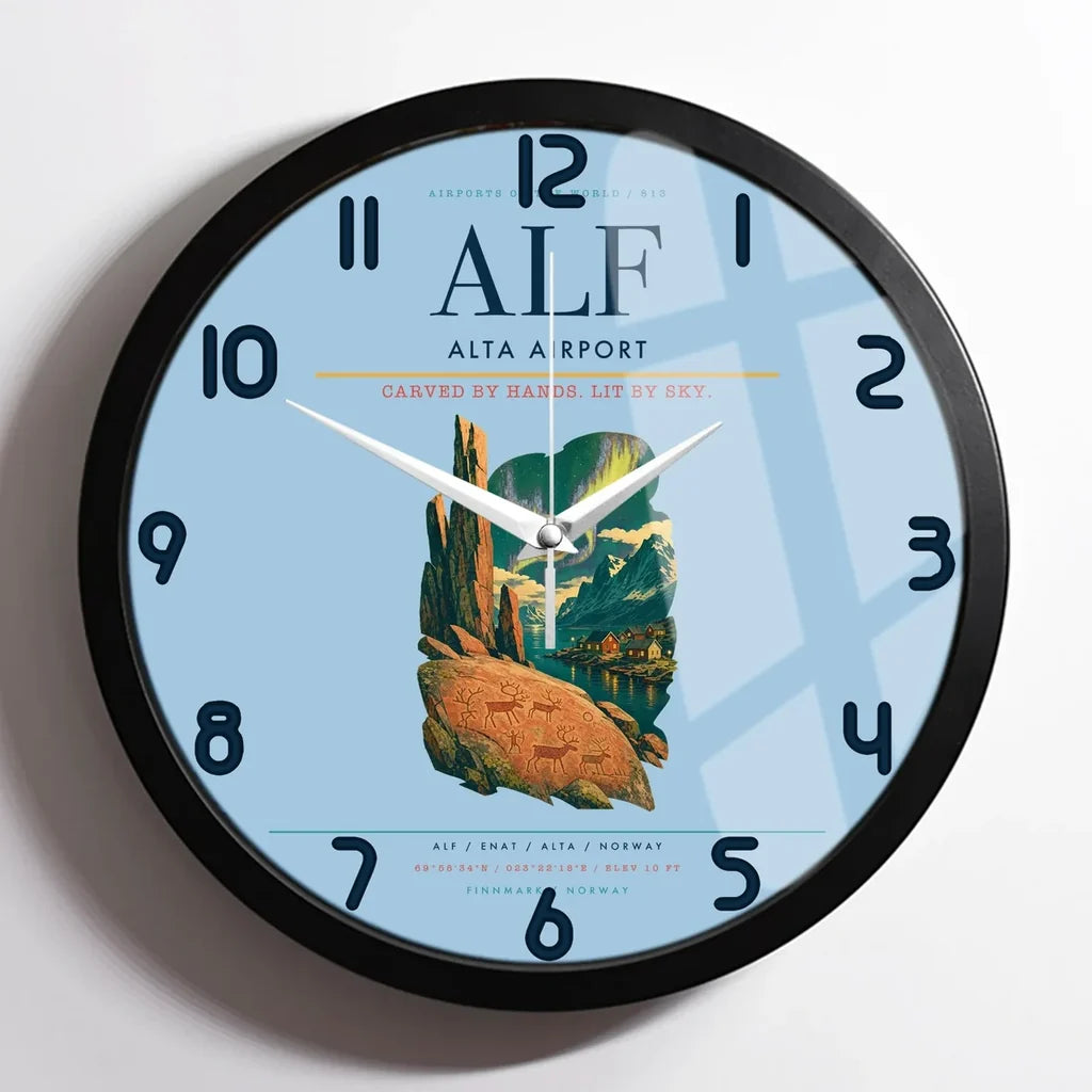Alta Airport ALF Wall-Clock Framed - Light Blue
