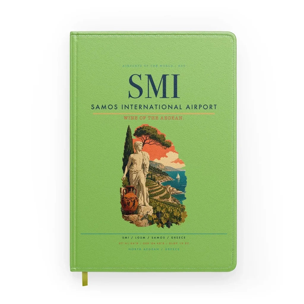 Samos International Airport (SMI) design on light green notebook