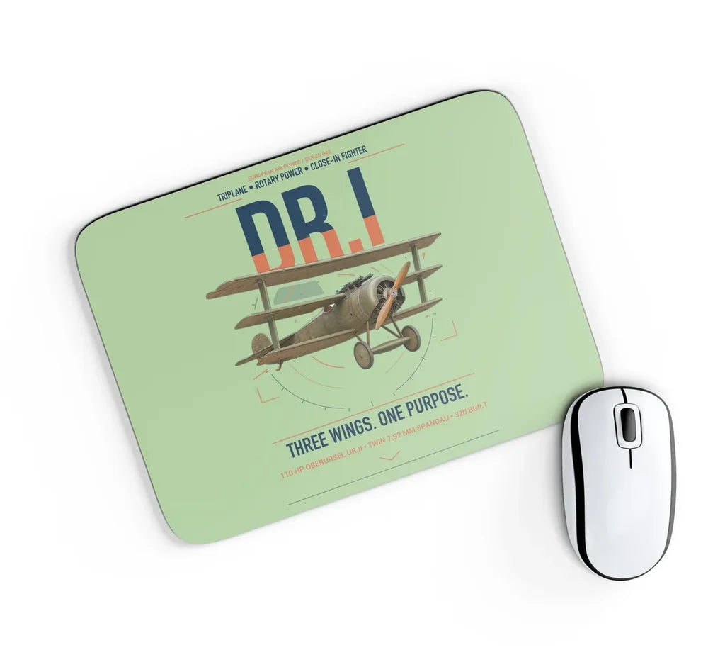 Fokker Dr.I design on light green rectangle mouse pad