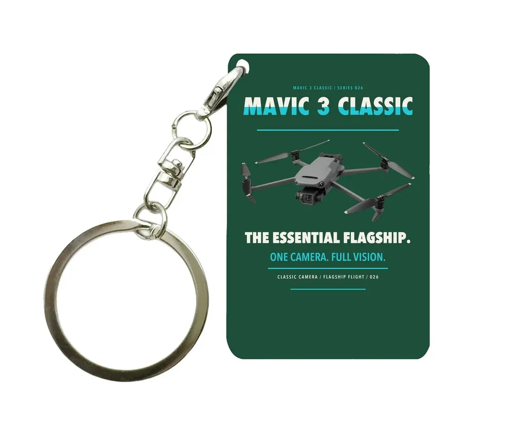 DJI Mavic 3 Classic Key Chain design on dark green key chain