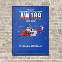 Thumbnail for Leonardo AW189 vertical canvas print - framed - blue background