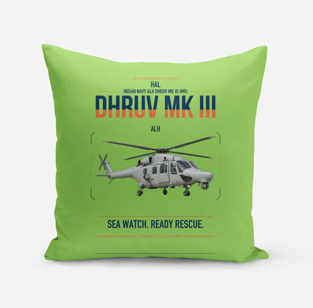 HAL ALH Dhruv Mk III design on light green pillow