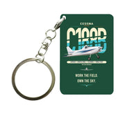 Thumbnail for Cessna A188B AgTruck design on dark green designed key chain, double-side print