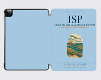 Thumbnail for Long Island MacArthur Airport (ISP) design on light blue ipad tablet case