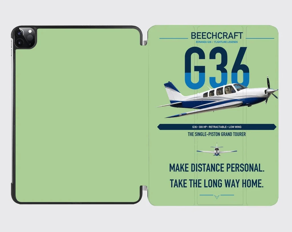 Beechcraft Bonanza G36 design on light green ipad tablet case