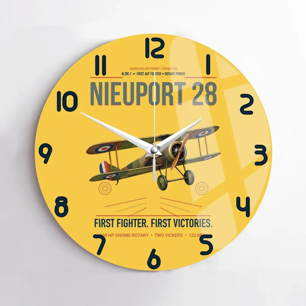 Nieuport 28C.1 design on yellow no frame wall clock