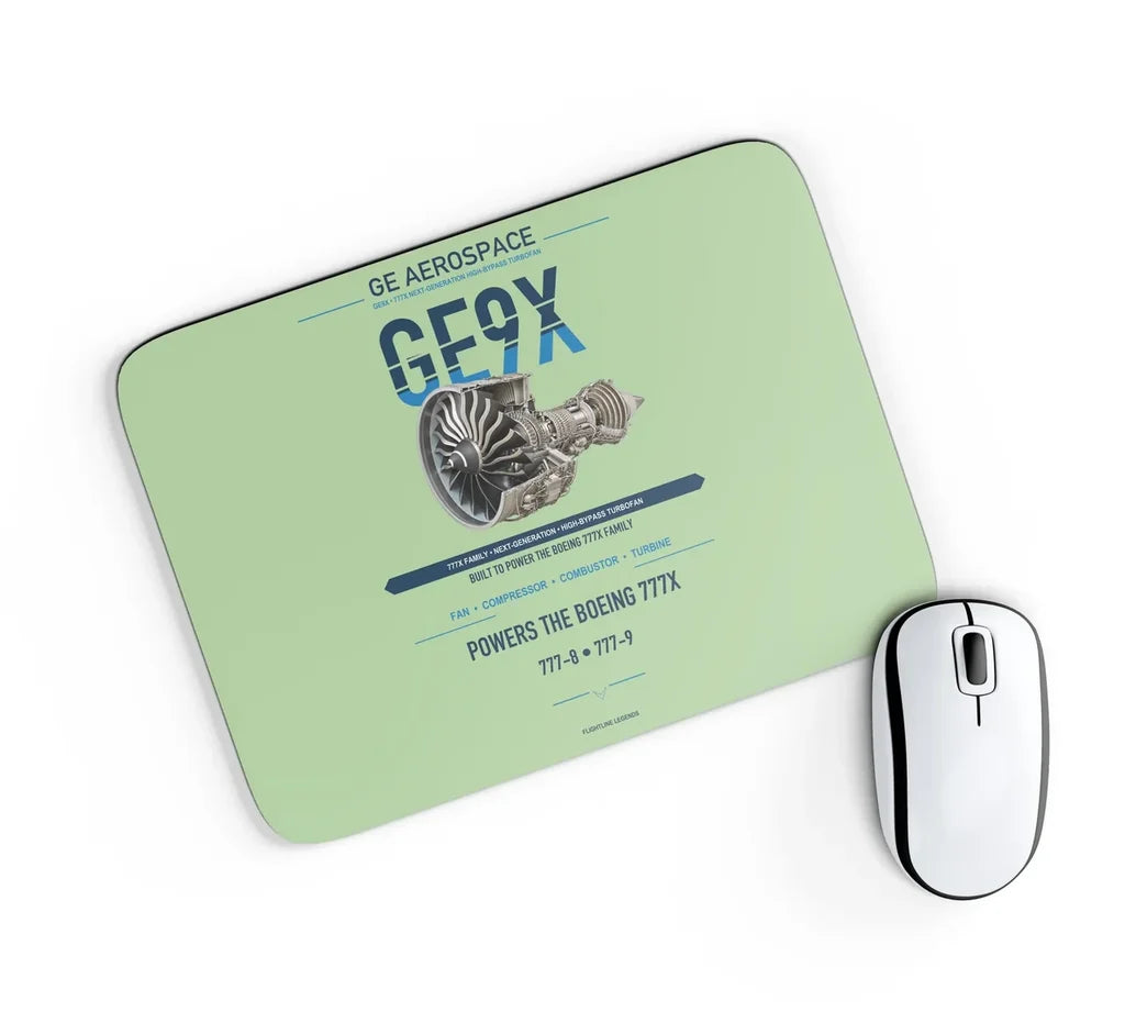 GE9X design on light green rectangle mouse pad