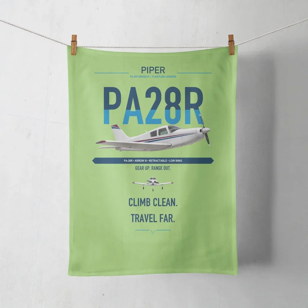 Piper PA-28R Arrow III design on light green towel