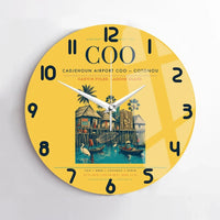 Thumbnail for Cadjehoun Airport (COO) design on yellow no frame wall clock