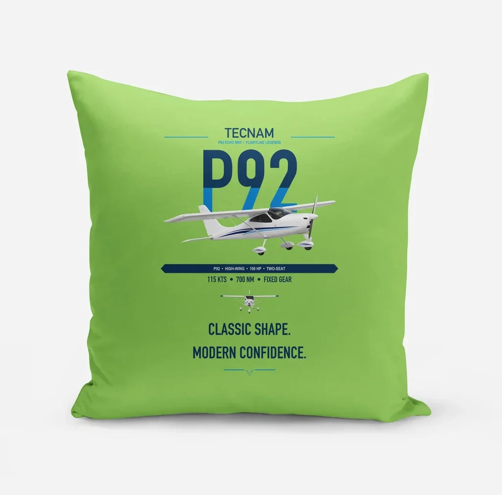 Tecnam P92 Echo MkII design on light green pillow