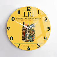 Thumbnail for Limoges – Bellegarde Airport (LIG) design on yellow no frame wall clock