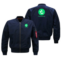 Thumbnail for Transavia France Airlines aviation design embroidered on blue bomber jacket