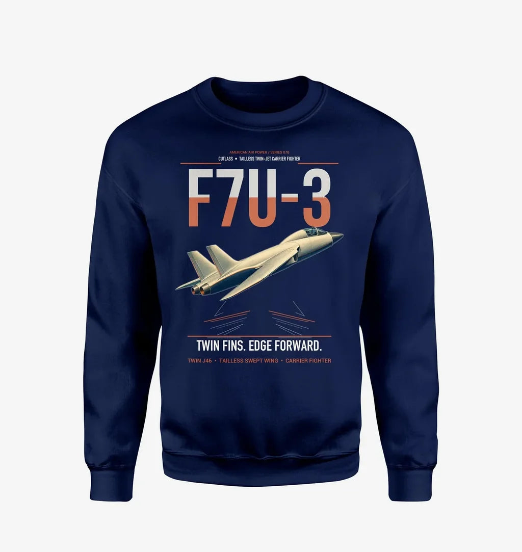 F7U-3 Cutlass design on navy blue sweatshirt