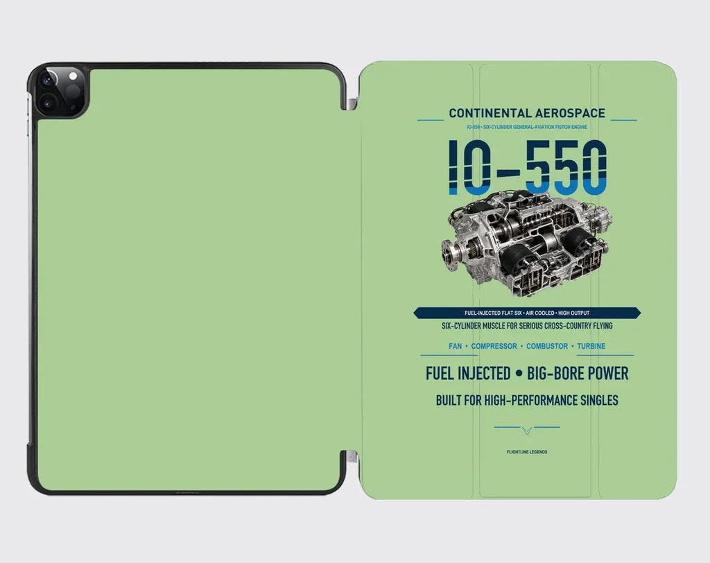 IO-550 design on light green ipad tablet case