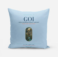 Thumbnail for Goa International Airport Dabolim (GOI) design on light blue pillow