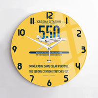 Thumbnail for Cessna Citation 550 - Citation II design on yellow no frame wall clock