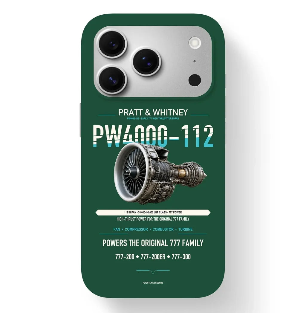PW4000-112 Case design on dark green iphone case