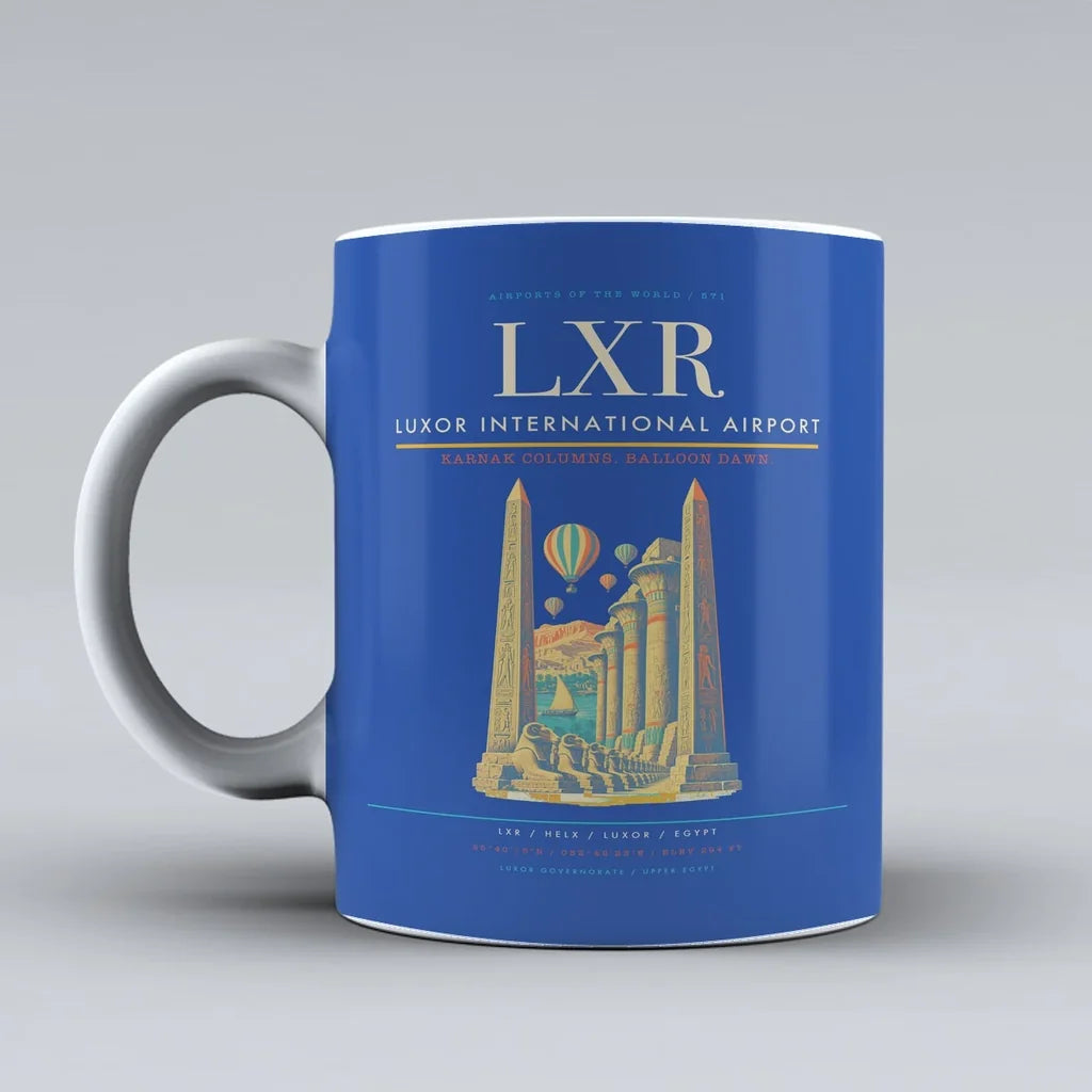 International Airport LXR Mug design on blue luxor