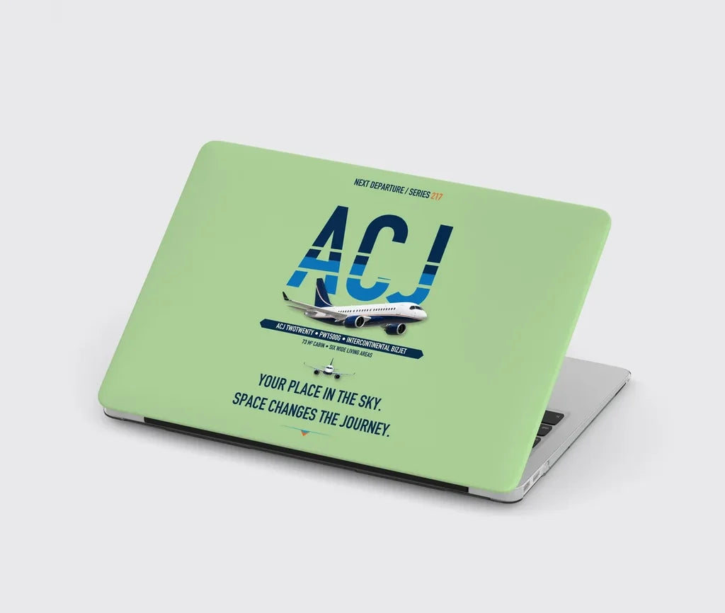 Airbus ACJ TwoTwenty design on light green MacBook case