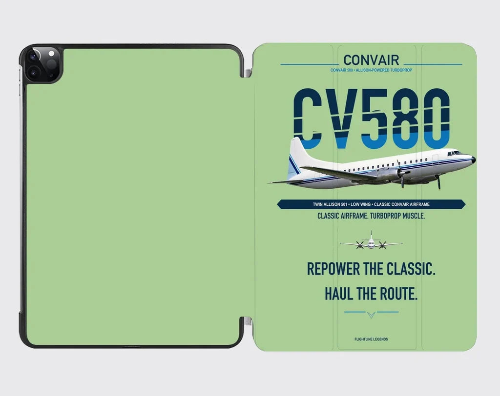 Convair 580 design on light green ipad tablet case