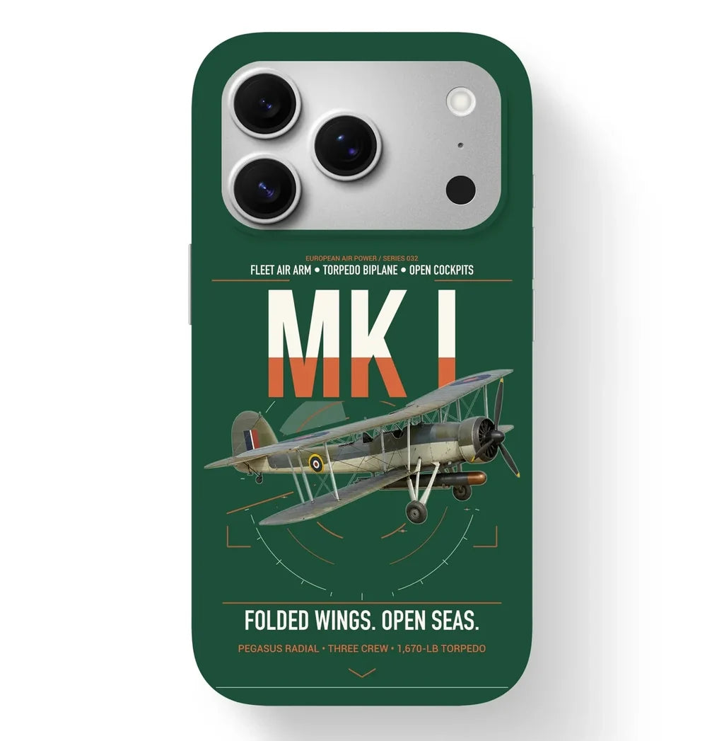 Fairey Swordfish Mk I design on dark green magsafe iphone case, for iPhone 17 Pro