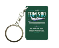 Thumbnail for Daher TBM 900 design on dark green designed key chain, double-side print